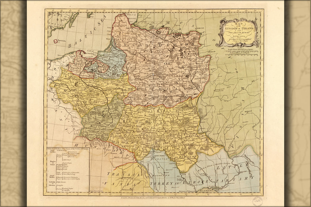 24"x36" Gallery Poster, Map of Kingdom of Poland and Lithuania 1770 p1