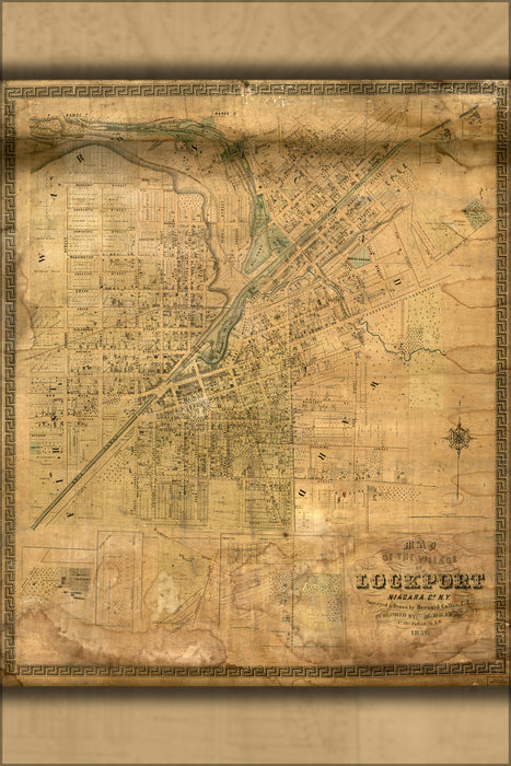 24"x36" Gallery Poster, Map of Lockport, Niagara Co., New york 1851