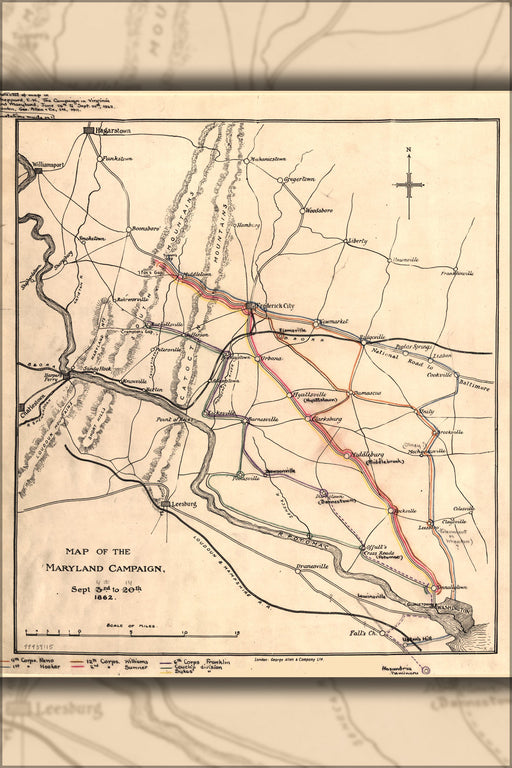 24"x36" Gallery Poster, Map of Maryland Campaign, Sept. 3rd to 29th 1862