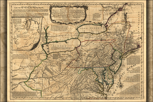 24"x36" Gallery Poster, Map of Middle British Colonies in America 1768