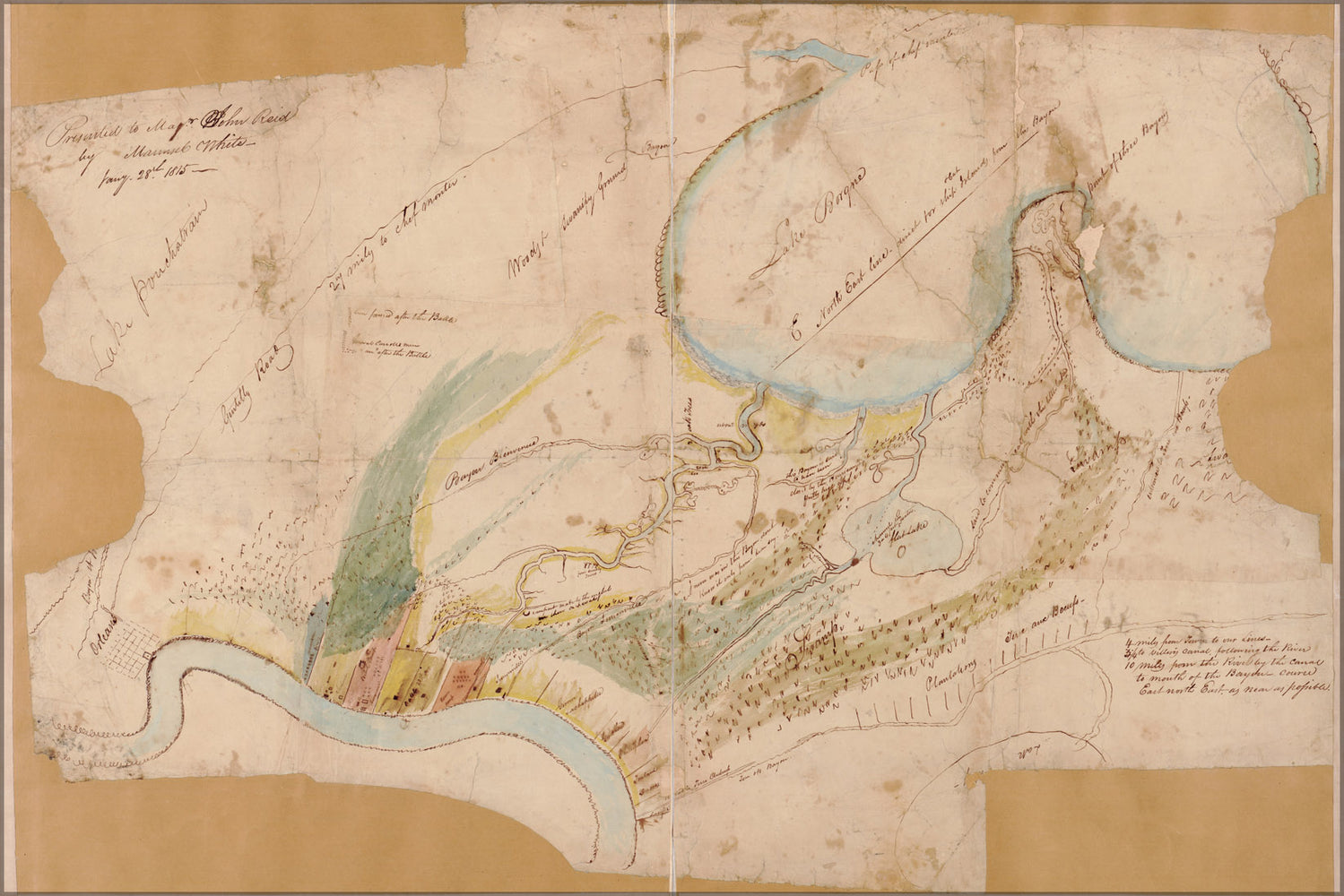 24"x36" Gallery Poster, Map of New Orleans 1814-15