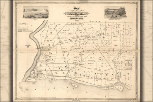 24"x36" Gallery Poster, Map of Niagara new york niagra falls 1854