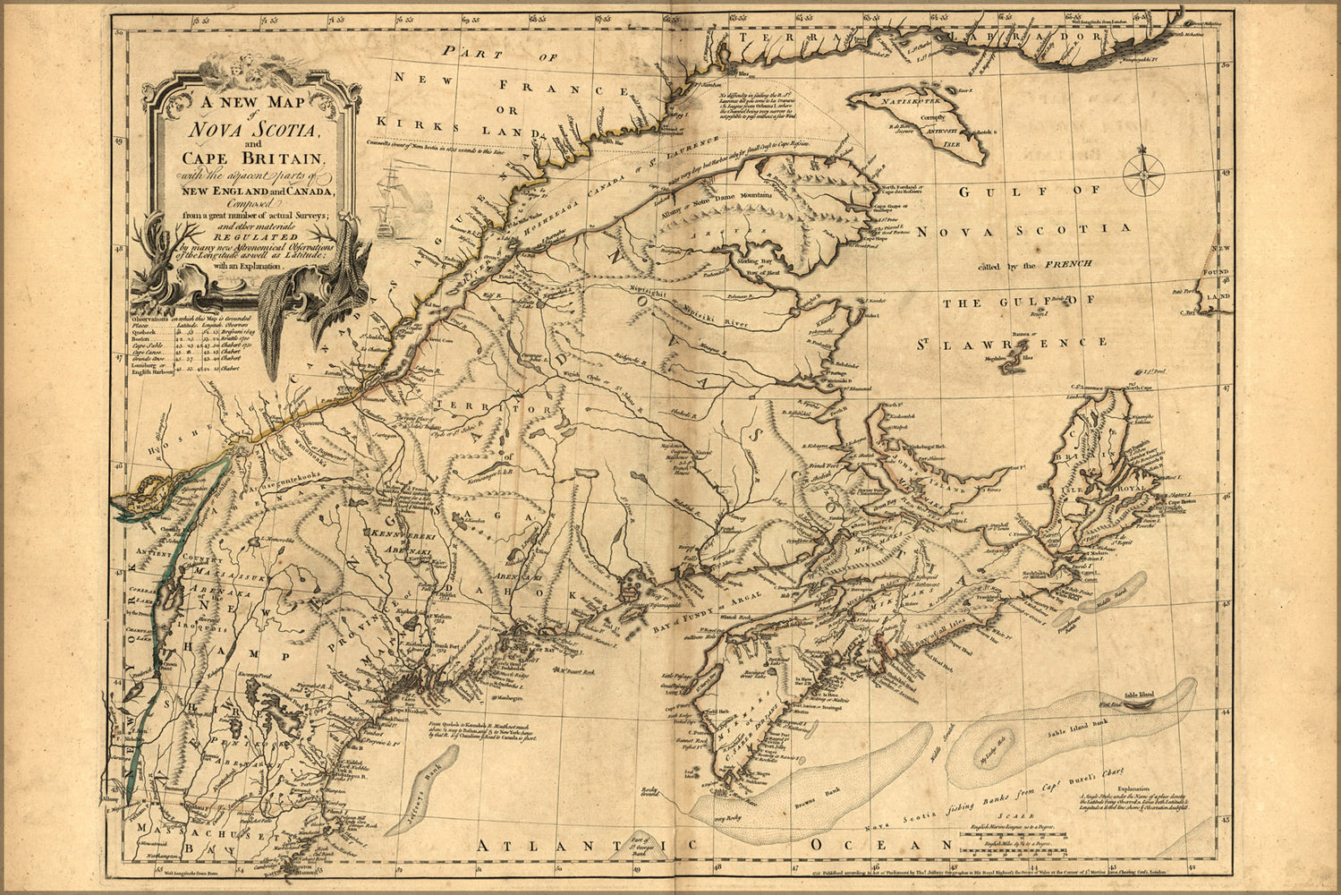 24"x36" Gallery Poster, Map of Nova Scotia & Cape Britain canada 1768