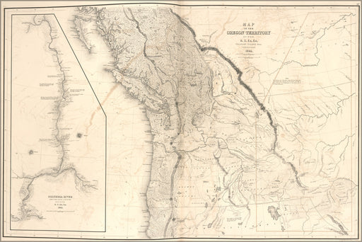 24"x36" Gallery Poster, Map of Oregon Territory; Inset map of Columbia River 1841