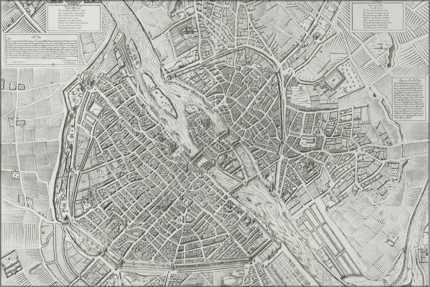 24"x36" Gallery Poster, Map of Paris France 1609
