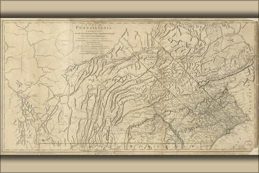 24"x36" Gallery Poster, Map of Pennsylvania 1775 P100