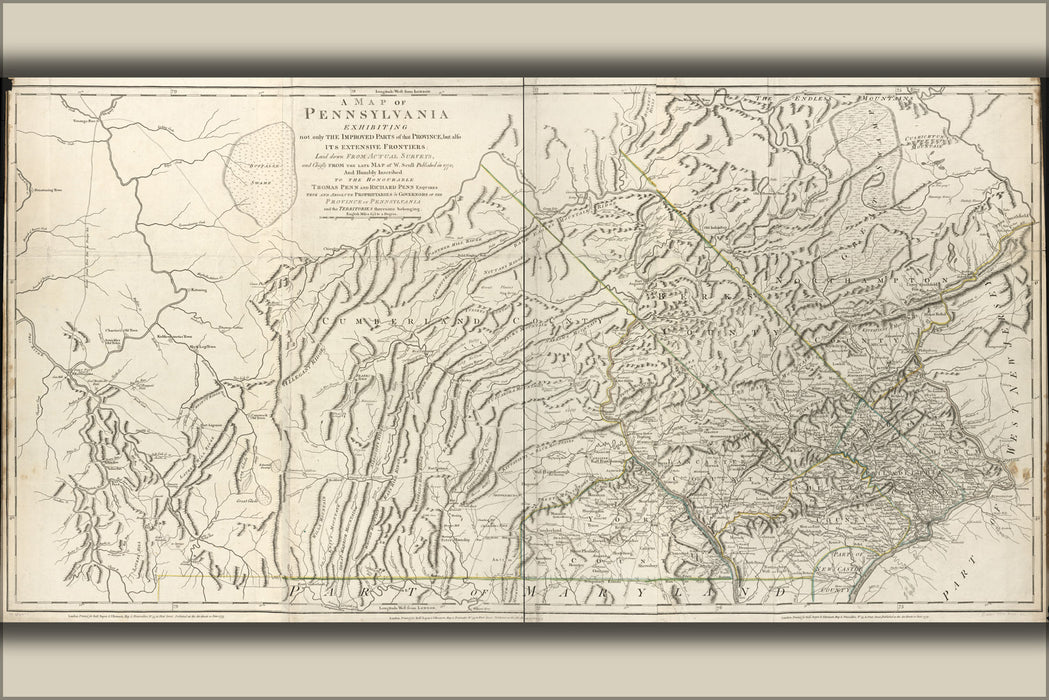 24"x36" Gallery Poster, Map of Pennsylvania 1775 p101