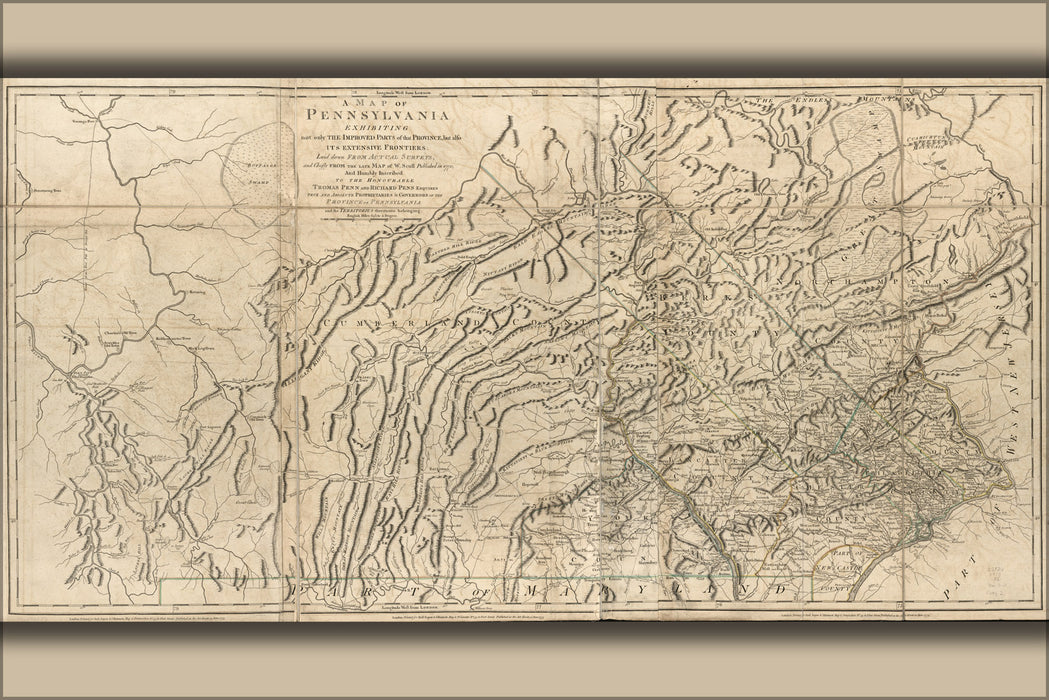 24"x36" Gallery Poster, Map of Pennsylvania 1775 p102