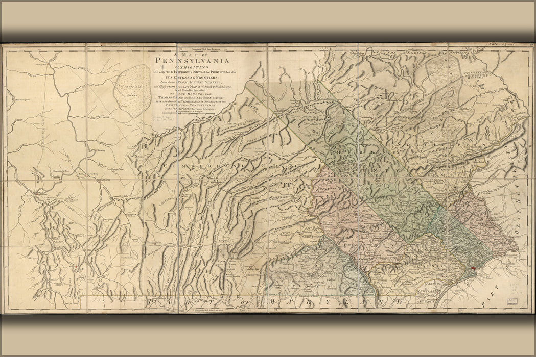 24"x36" Gallery Poster, Map of Pennsylvania 1775 p103