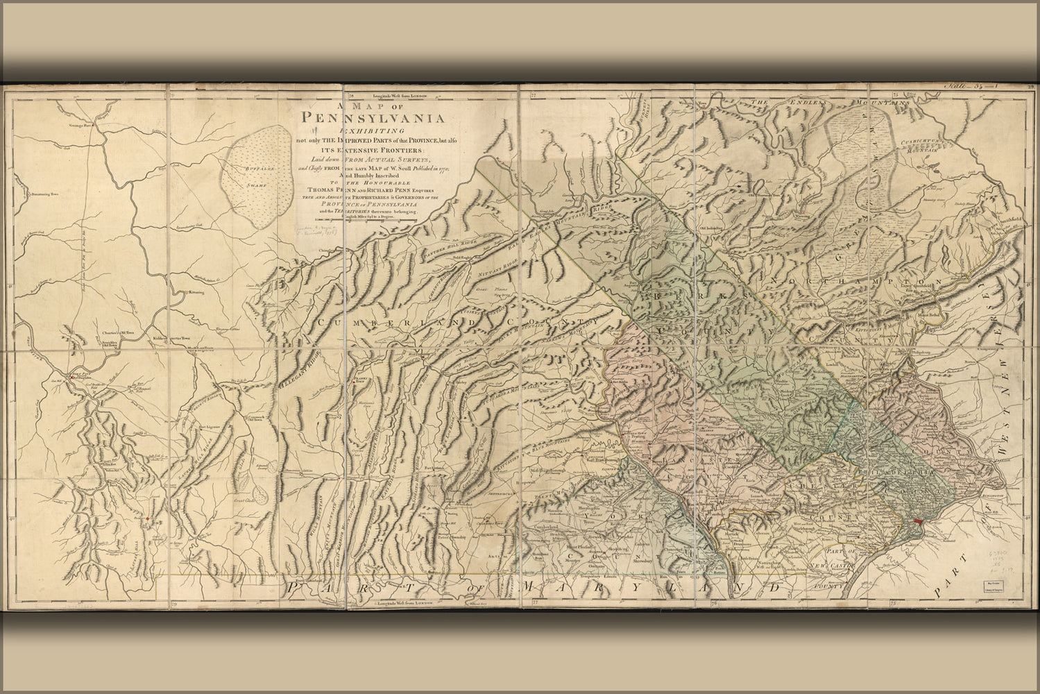 24"x36" Gallery Poster, Map of Pennsylvania 1775 p103
