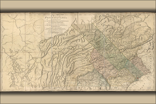 24"x36" Gallery Poster, Map of Pennsylvania 1775 p103