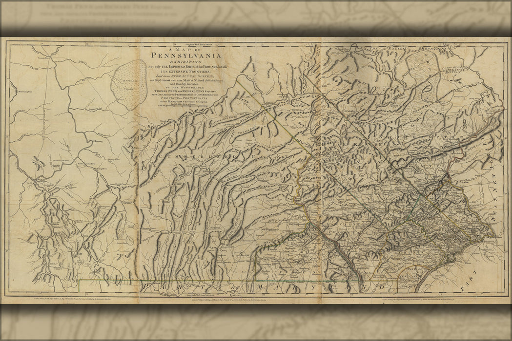 24"x36" Gallery Poster, Map of Pennsylvania 1777