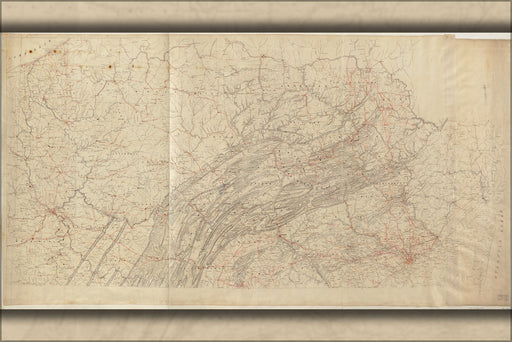 24"x36" Gallery Poster, Map of Pennsylvania and part of New Jersey 1860