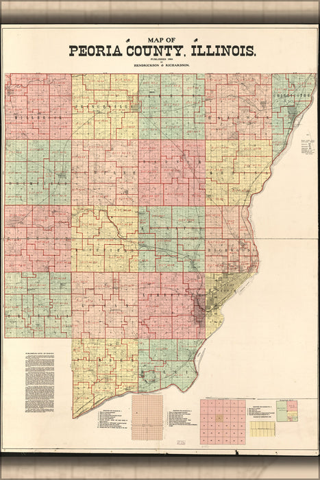 24"x36" Gallery Poster, Map of Peoria County, Illinois 1904