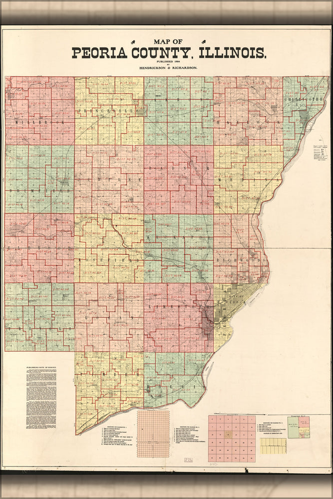 24"x36" Gallery Poster, Map of Peoria County, Illinois 1904