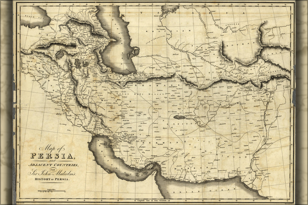 24"x36" Gallery Poster, Map of Persia and adjacent countries 1815