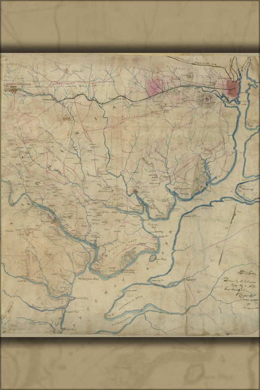 24"x36" Gallery Poster, Map of Potomac River virginia 1865
