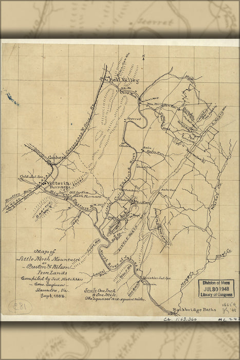 24"x36" Gallery Poster, Map of Preston & Wilson iron lands virginia 1883
