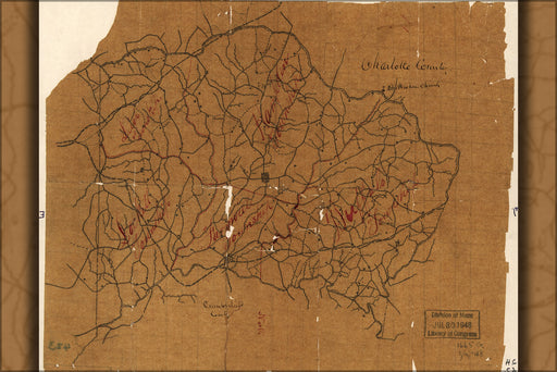 24"x36" Gallery Poster, Map of Prince Edward County, Virginia 1860