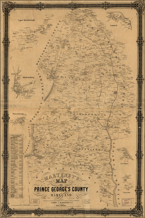 24"x36" Gallery Poster, Map of Prince George's County, Maryland 1861