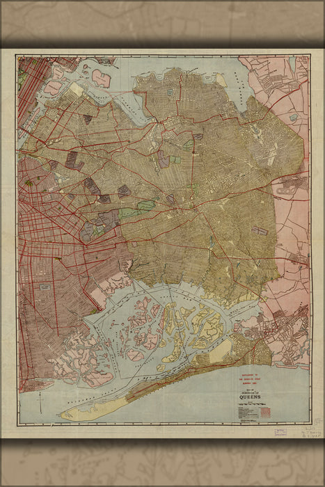 24"x36" Gallery Poster, Map of Queens new york city 1922
