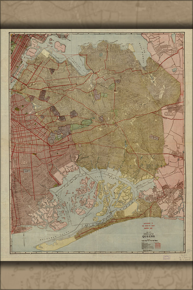 24"x36" Gallery Poster, Map of Queens new york city 1922