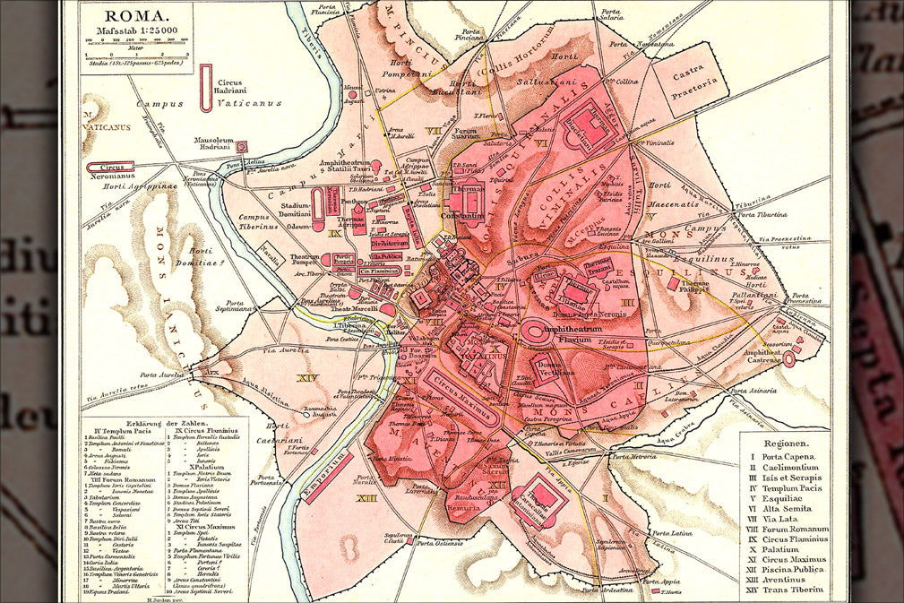 24"x36" Gallery Poster, Map of Rome during Antiquity