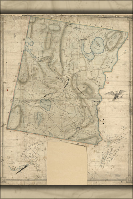 24"x36" Gallery Poster, Map of Salisbury, Litchfield Co. Connecticut 1853