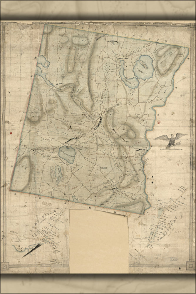 24"x36" Gallery Poster, Map of Salisbury, Litchfield Co. Connecticut 1853