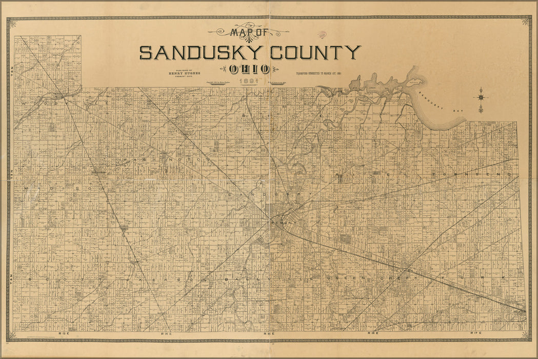 24"x36" Gallery Poster, Map of Sandusky County, Ohio 1891