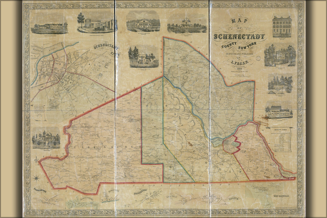 24"x36" Gallery Poster, Map of Schenectady County, New York 1856 05_19