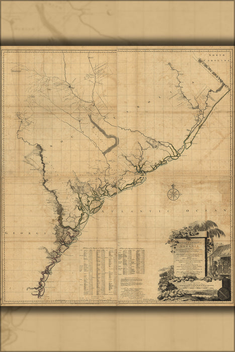 24"x36" Gallery Poster, Map of South Carolina and part of Georgia 1768