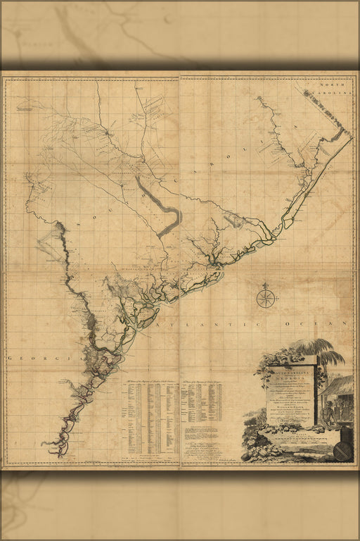 24"x36" Gallery Poster, Map of South Carolina and part of Georgia 1768