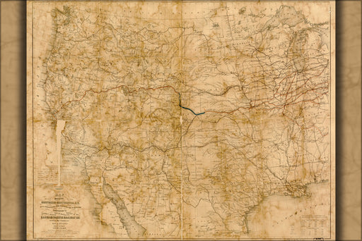 24"x36" Gallery Poster, Map of Southern Continental Railroad 1868