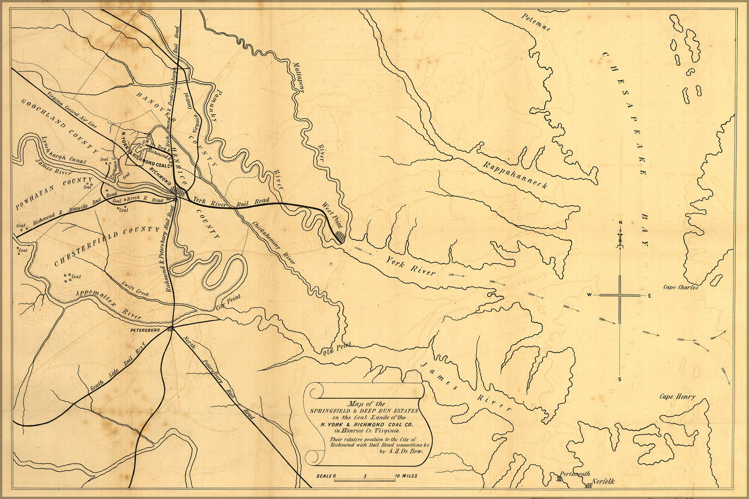 24"x36" Gallery Poster, Map of Springfield & Deep Run Virginia 1856