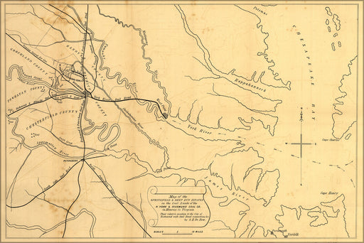 24"x36" Gallery Poster, Map of Springfield & Deep Run Virginia 1856