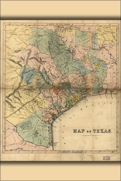 24"x36" Gallery Poster, Map of Texas 1840