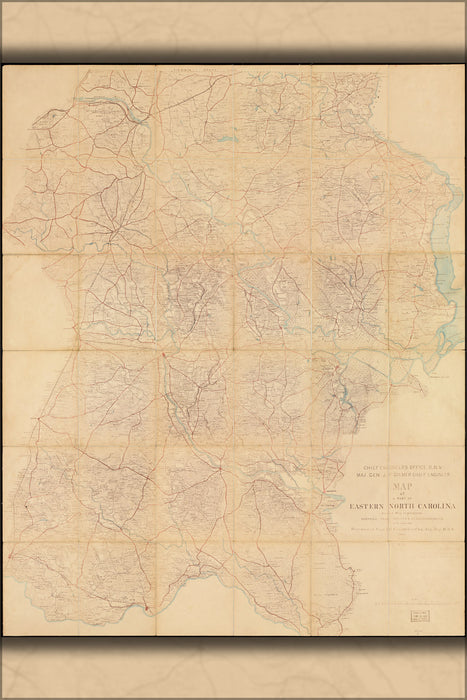 24"x36" Gallery Poster, Map of a part of eastern North Carolina 1864