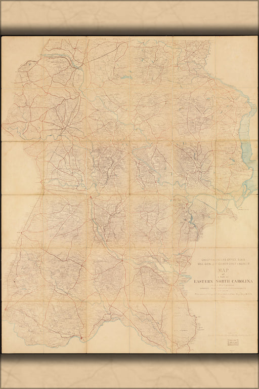 24"x36" Gallery Poster, Map of a part of eastern North Carolina 1864