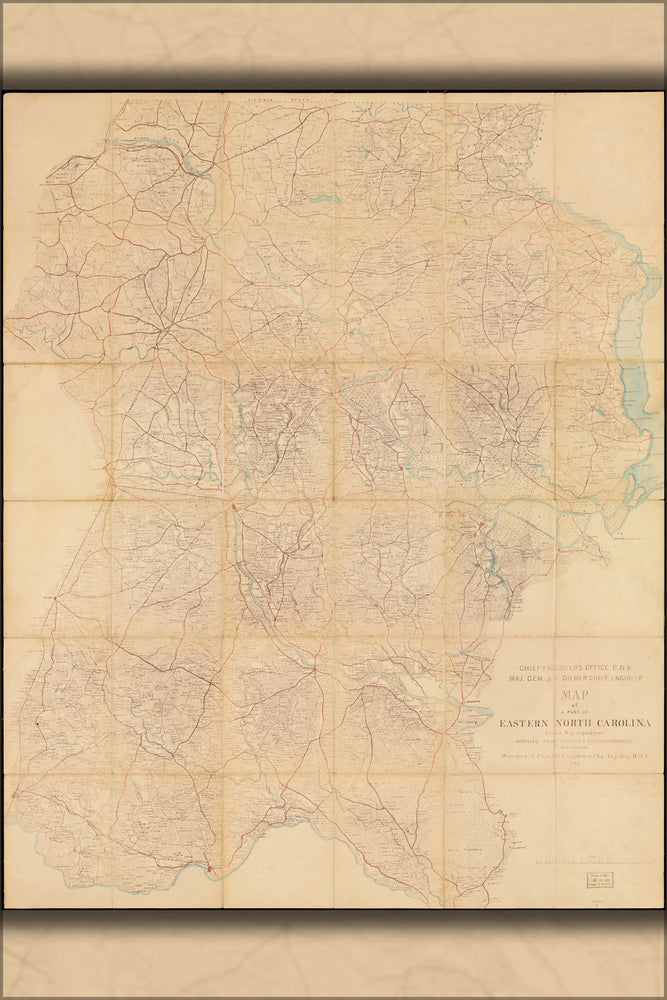 24"x36" Gallery Poster, Map of a part of eastern North Carolina 1864