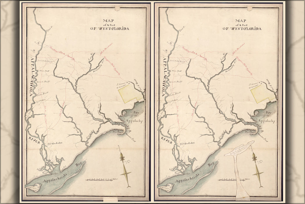 24"x36" Gallery Poster, Map of a part of west Florida 1800