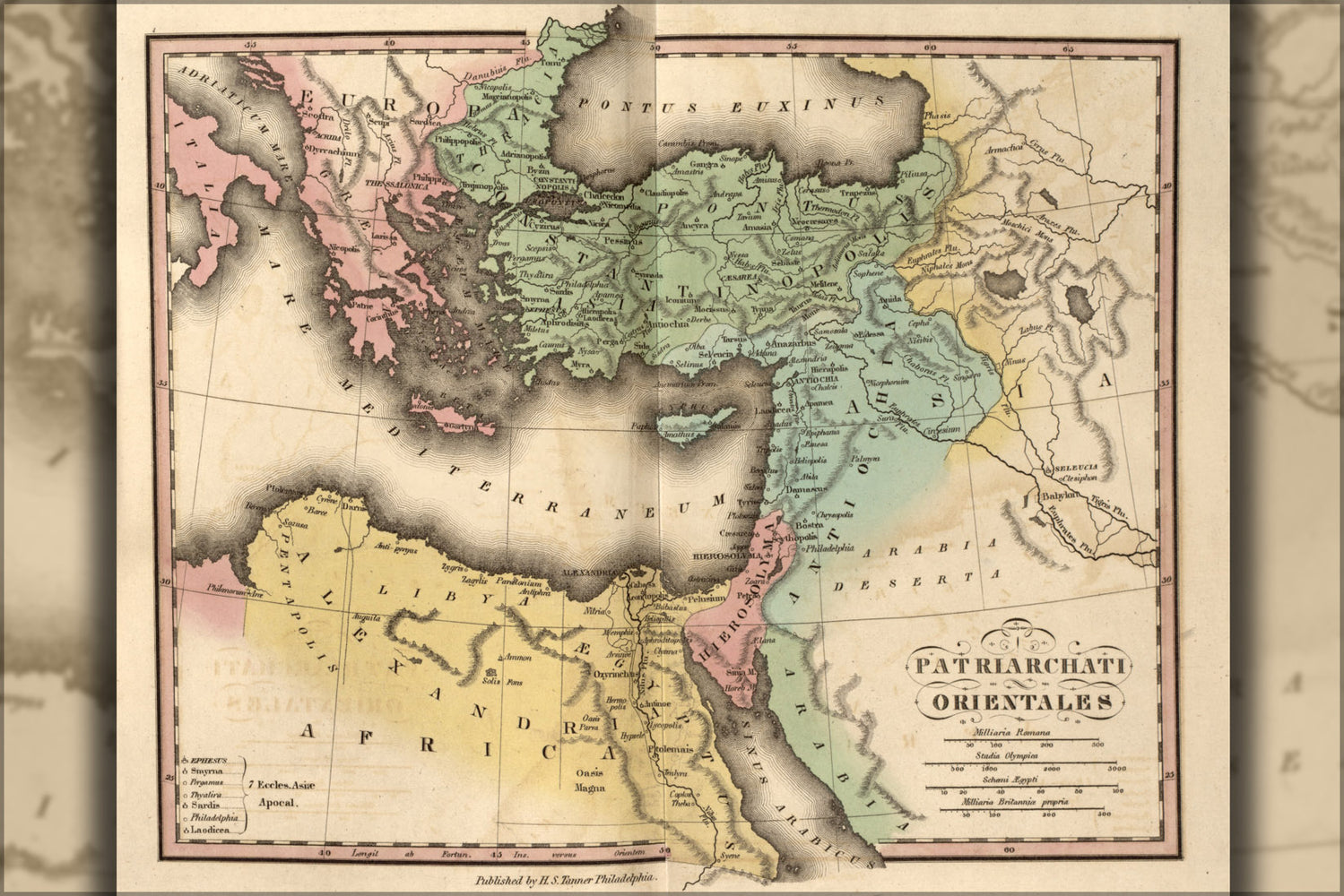 24"x36" Gallery Poster, Map of ancient greece turkey israel egypt 1826