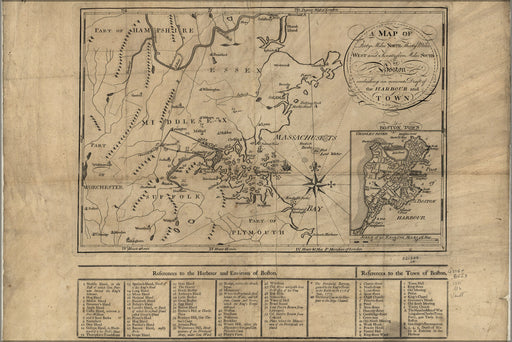 24"x36" Gallery Poster, Map of area around Boston 1775