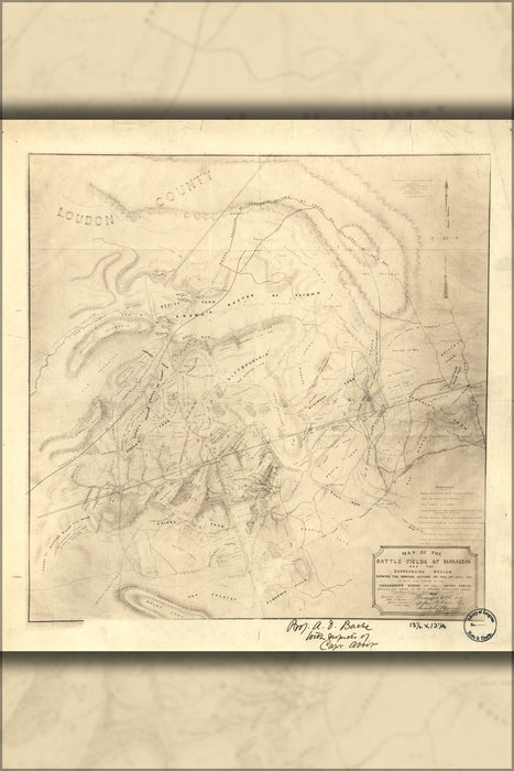 24"x36" Gallery Poster, Map of battle fields of Manassas virginia 1862