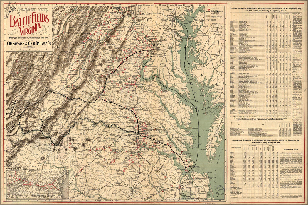 24"x36" Gallery Poster, Map of battle fields of Virginia 1898