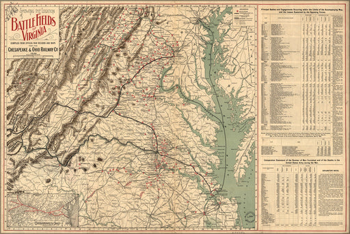 24"x36" Gallery Poster, Map of battle fields of Virginia 1898