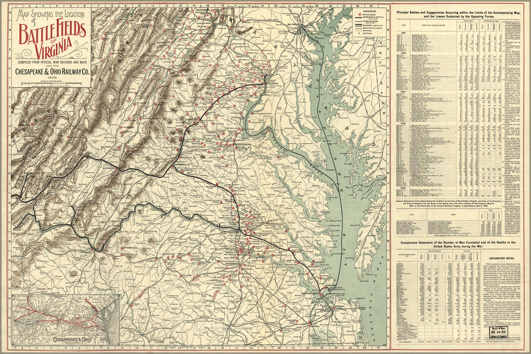 24"x36" Gallery Poster, Map of battle fields of Virginia 1902