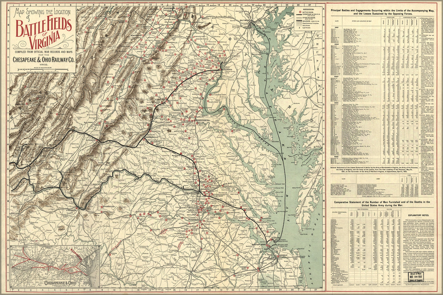 24"x36" Gallery Poster, Map of battle fields of Virginia 1902