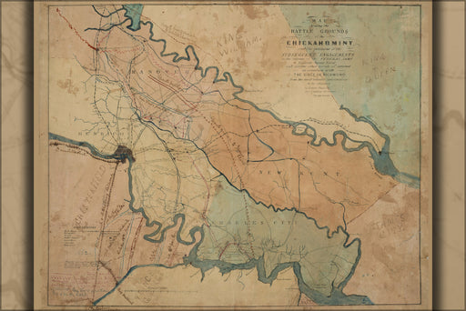 24"x36" Gallery Poster, Map of battle grounds of Chickahominy 1862 p1