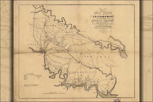 24"x36" Gallery Poster, Map of battle grounds of Chickahominy 1862 p2